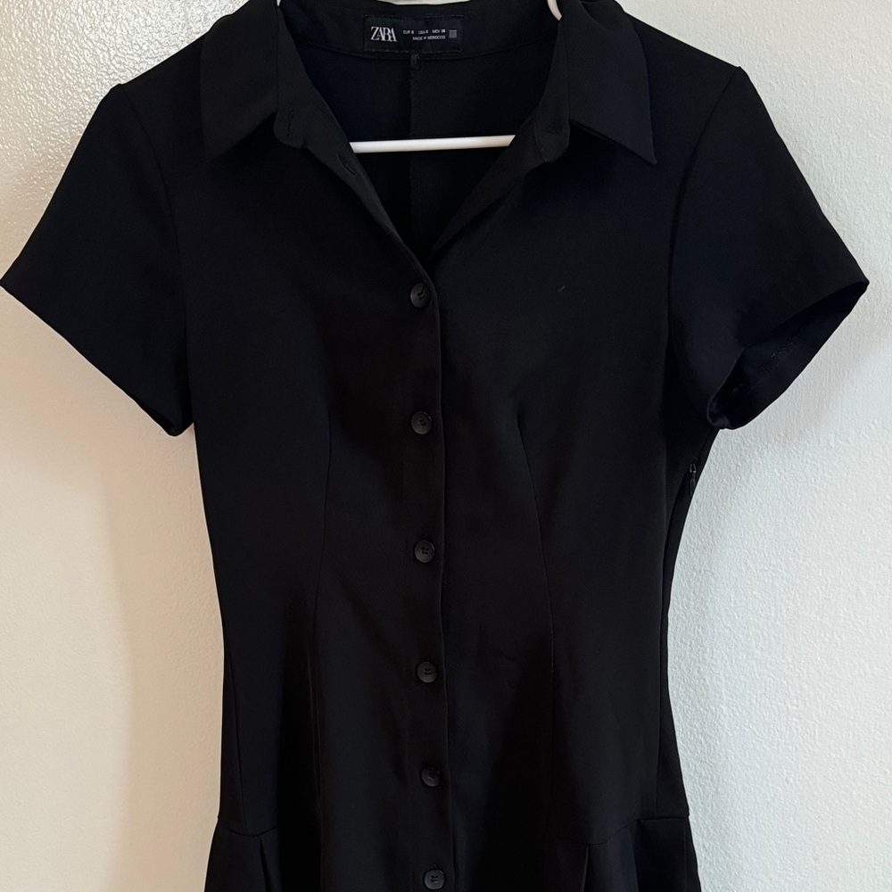 Zara Elegant Black Button-Down Dress